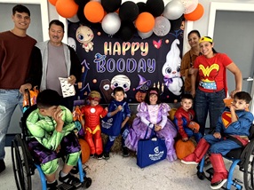 family dressed in costumes